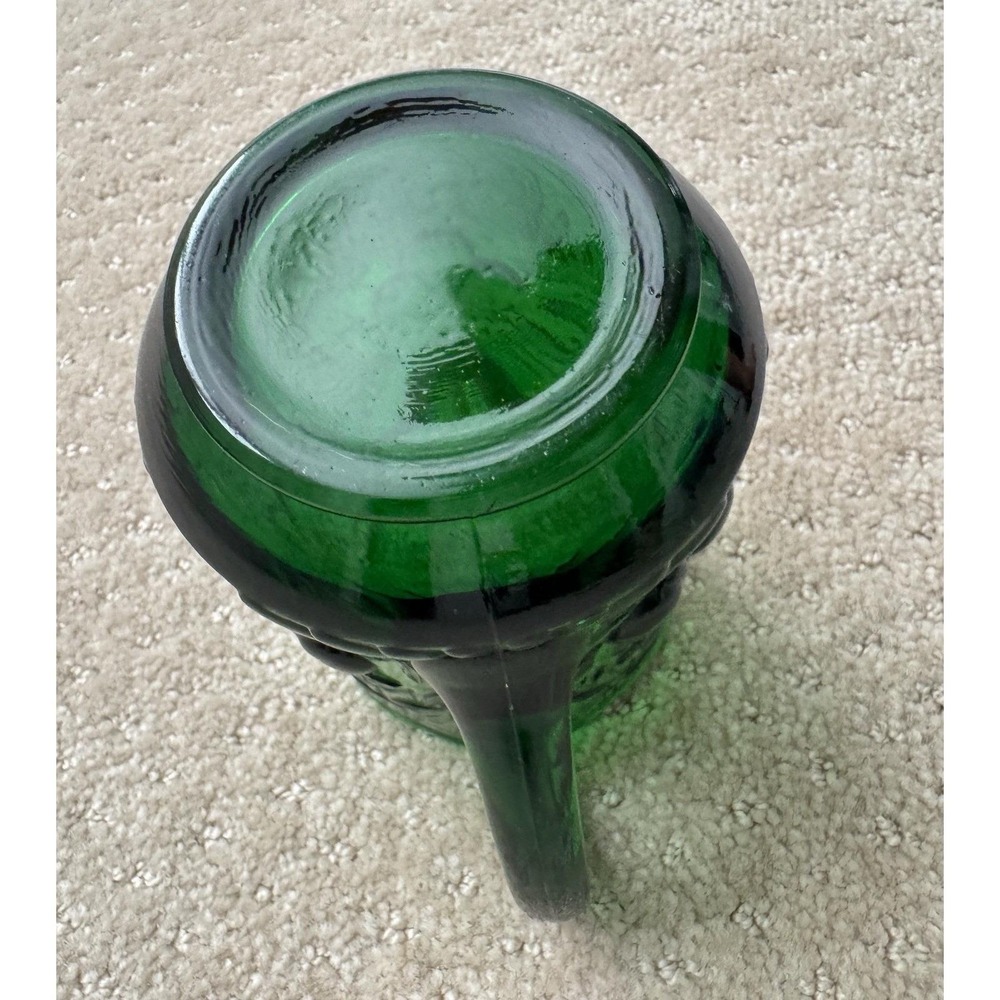 L.G. WRIGHT Opalescent Vaseline Uranium Glass Wreathed Cherry Creamer Pitcher - Picture 7 of 12